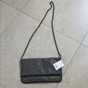 Women’s Chain Strap Foldover Crossbody Bag - Black